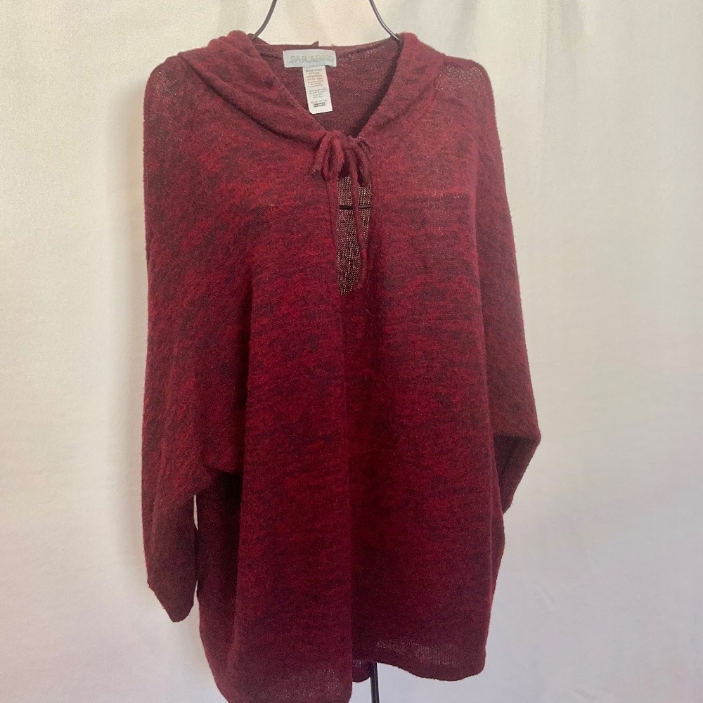 Burgundy PARADISO SWEATER W/HOOD OVERSIZE XL NWOT 14/16 NO FURTHER DISCOUNTS